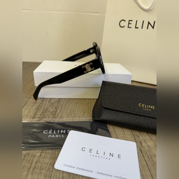 Celine Triomphe Oval Black Sunglasses - Picture 8 of 11